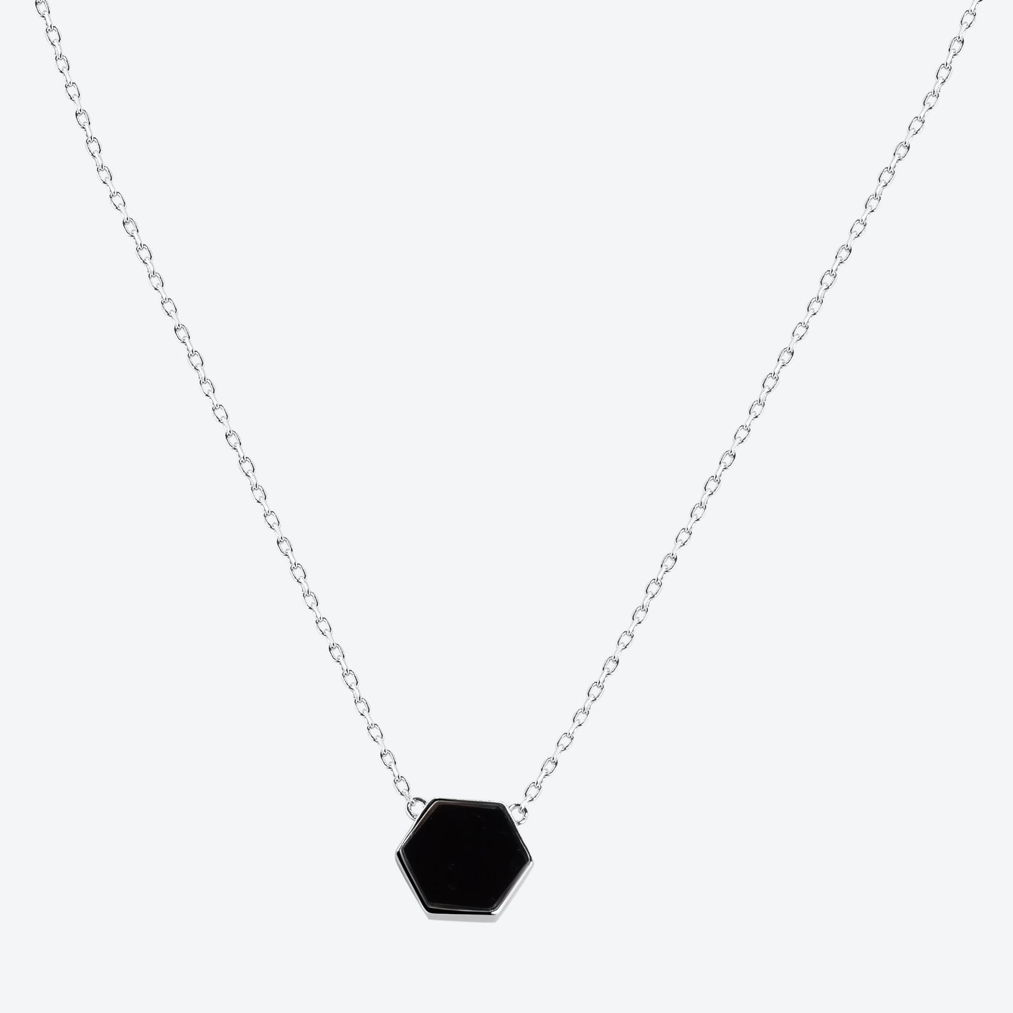 Collana con esagono con pietra onice - argento