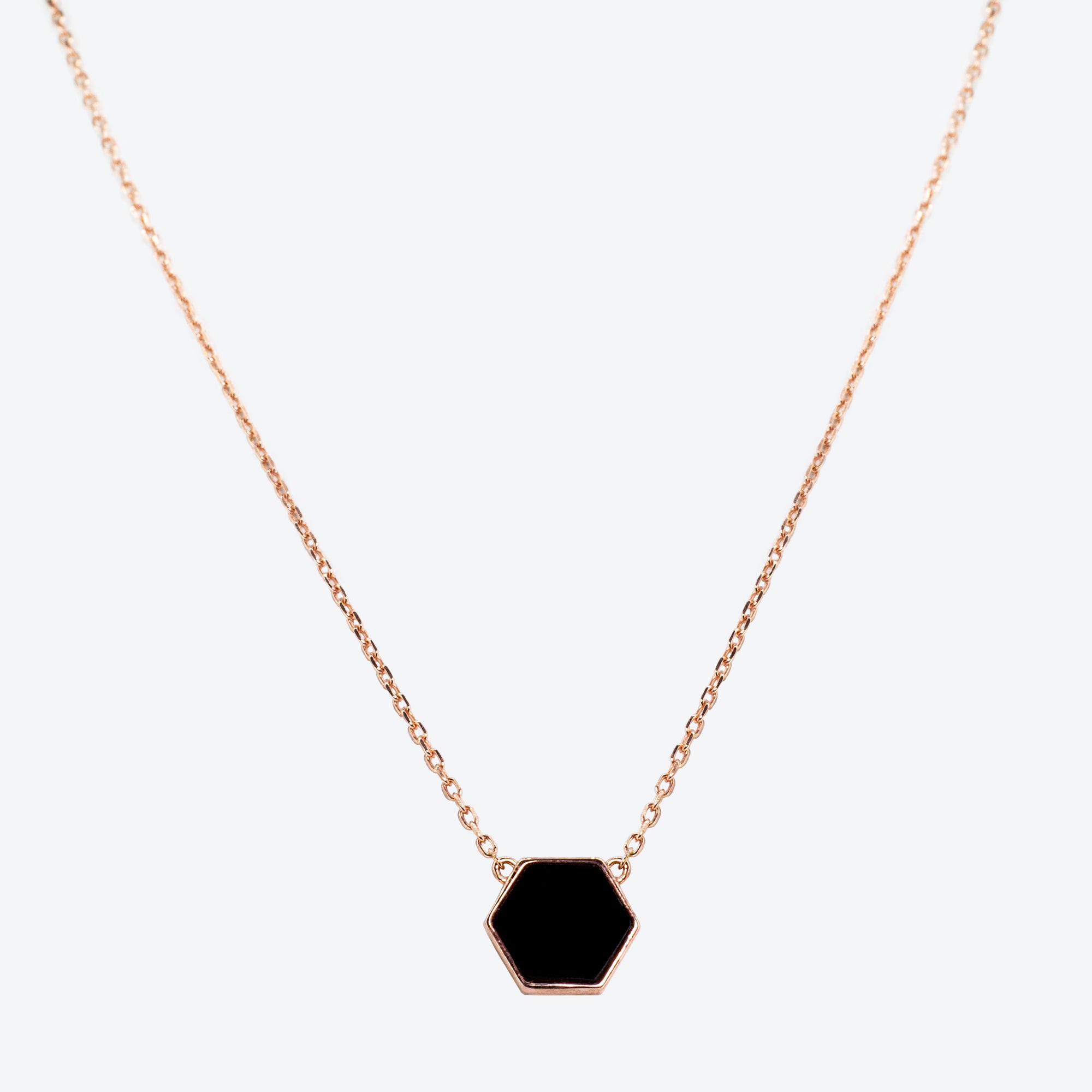Collana con esagono con pietra onice - rosè