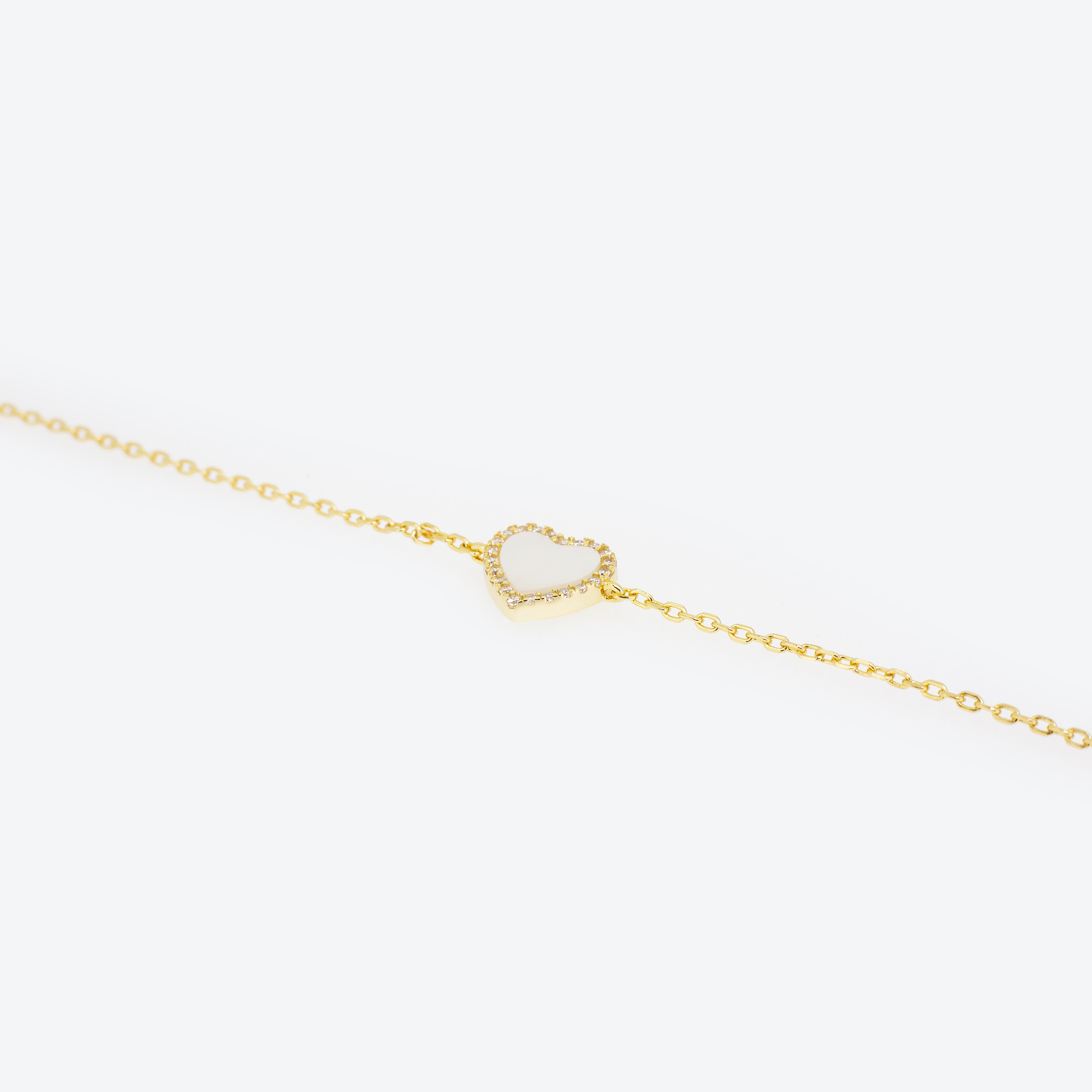 BRACCIALE CATENA CON ZIRCONI E MADREPERLA - ORO