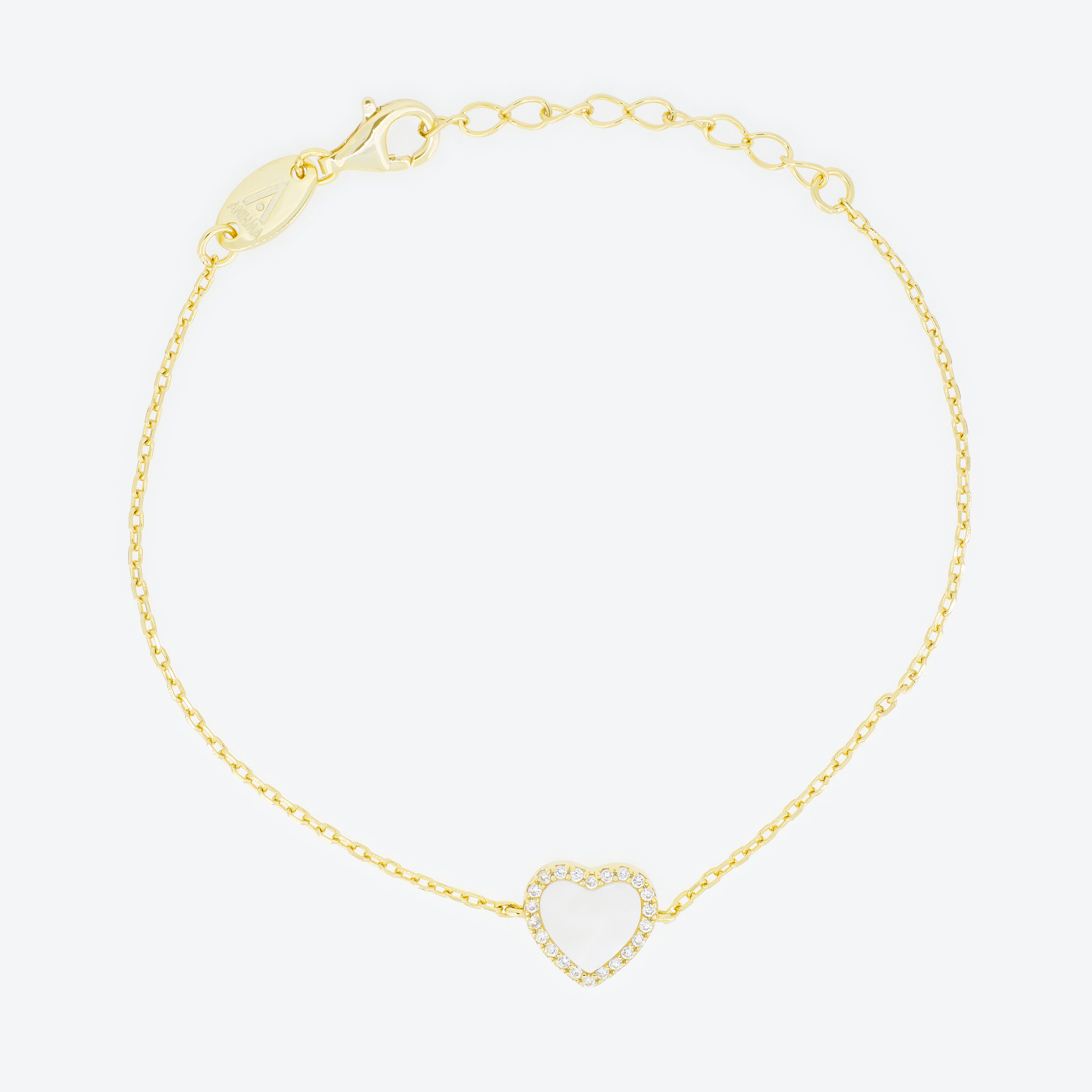 BRACCIALE CATENA CON ZIRCONI E MADREPERLA - ORO