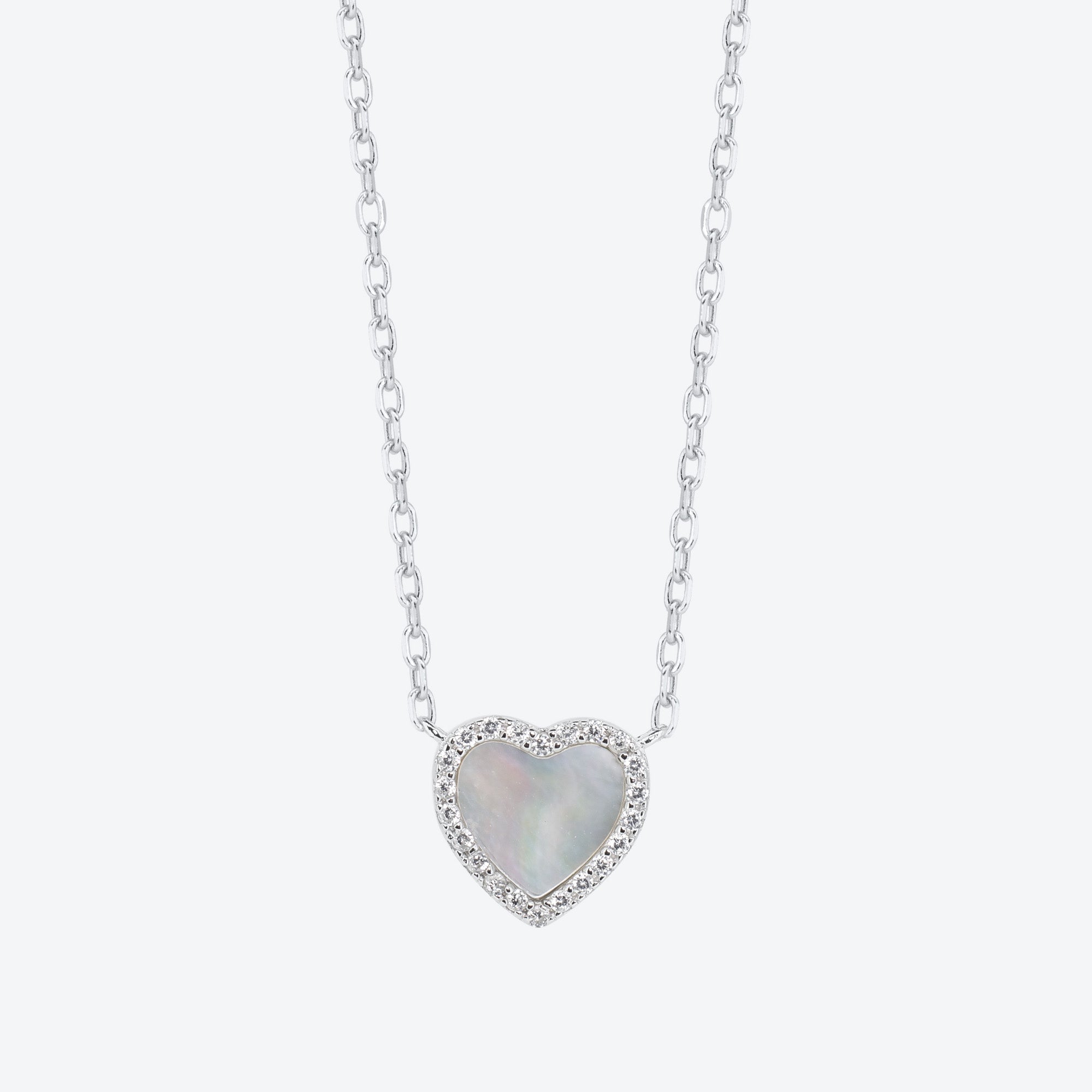 COLLANA CON PENDENTE ZIRCONI E MADREPERLA - ARGENTO