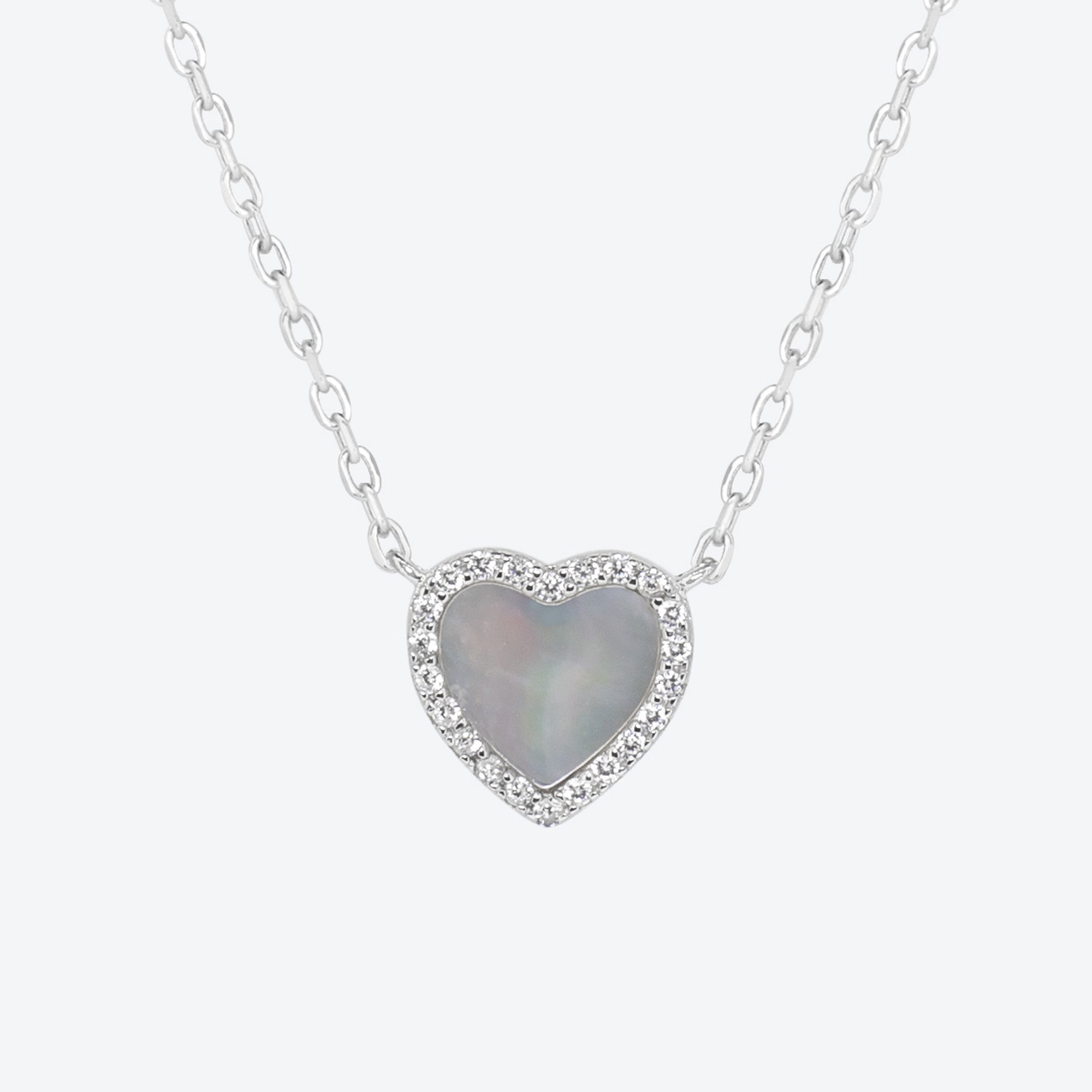 COLLANA CON PENDENTE ZIRCONI E MADREPERLA - ARGENTO