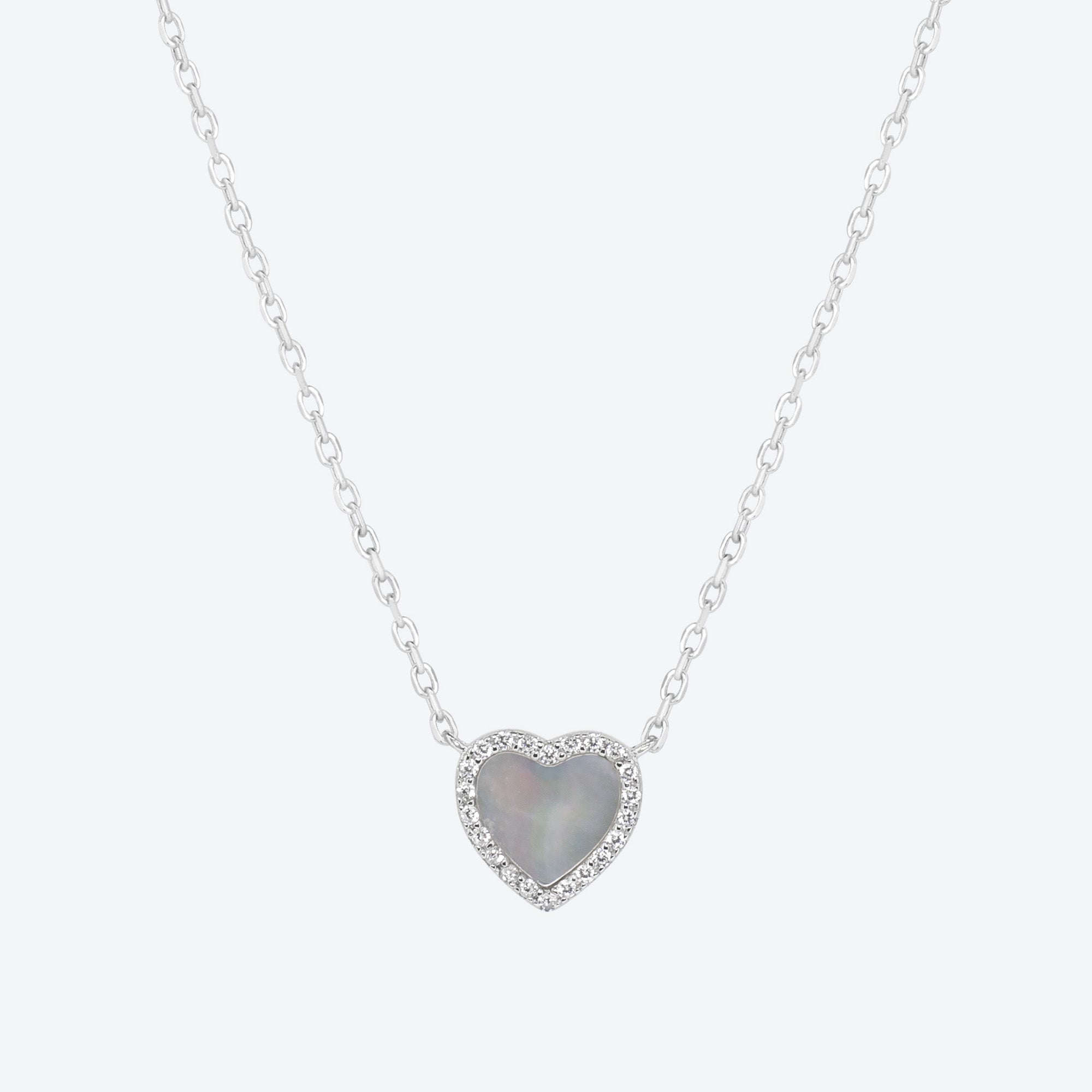COLLANA CON PENDENTE ZIRCONI E MADREPERLA - ARGENTO