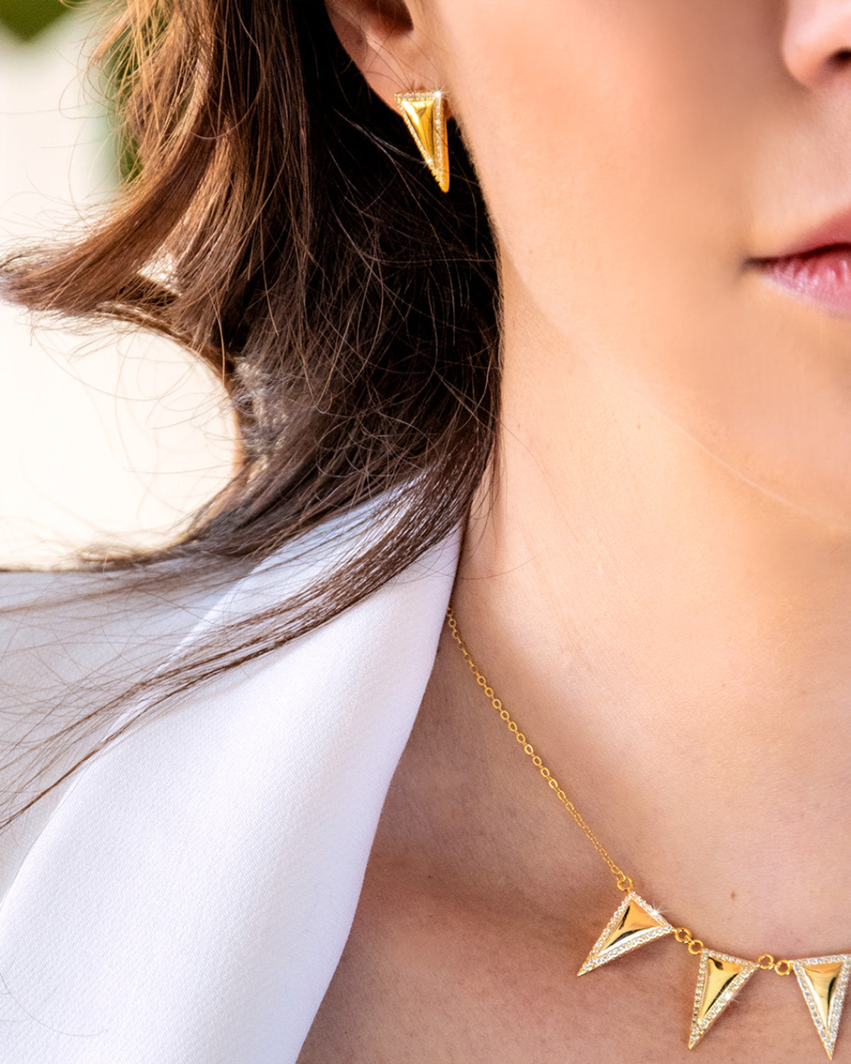 ORECCHINI triangolo pavé - oro