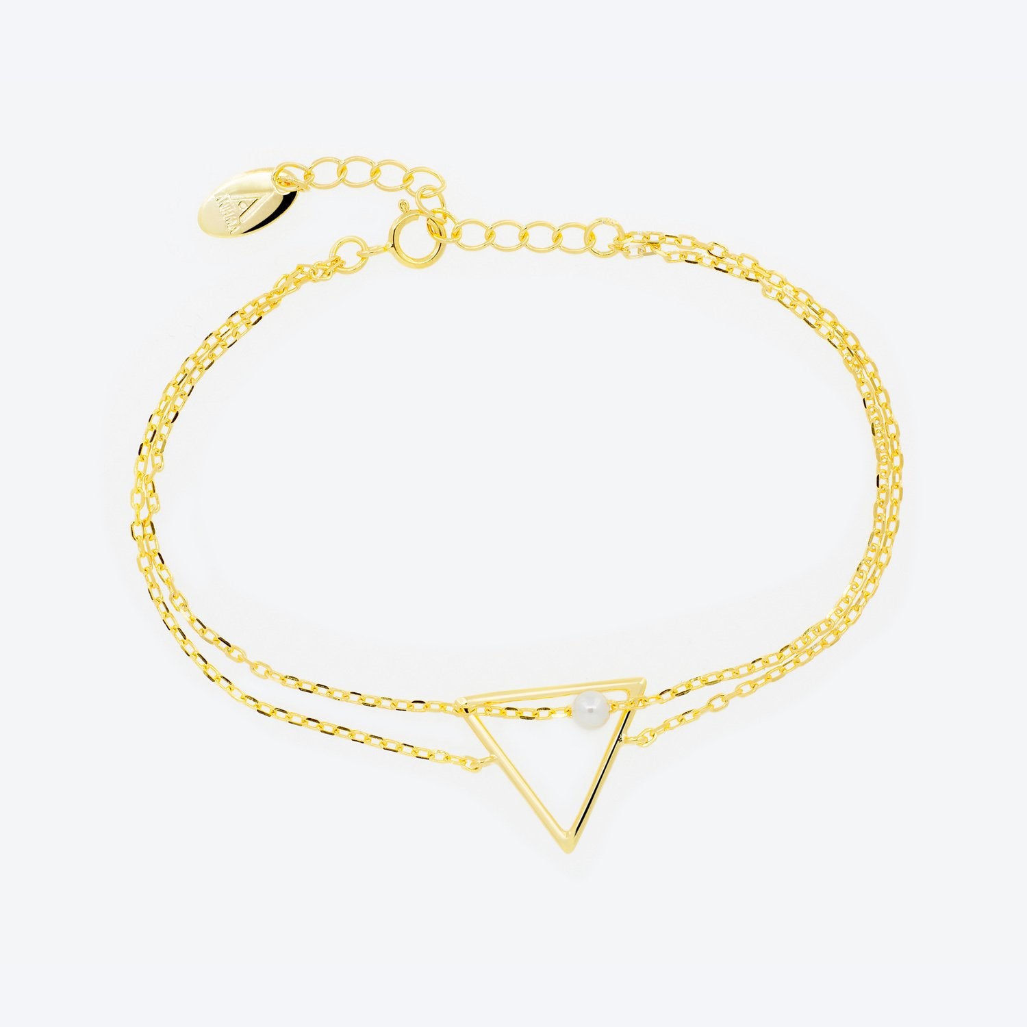 BRACCIALE doppio filo con triangolo e perla - oro