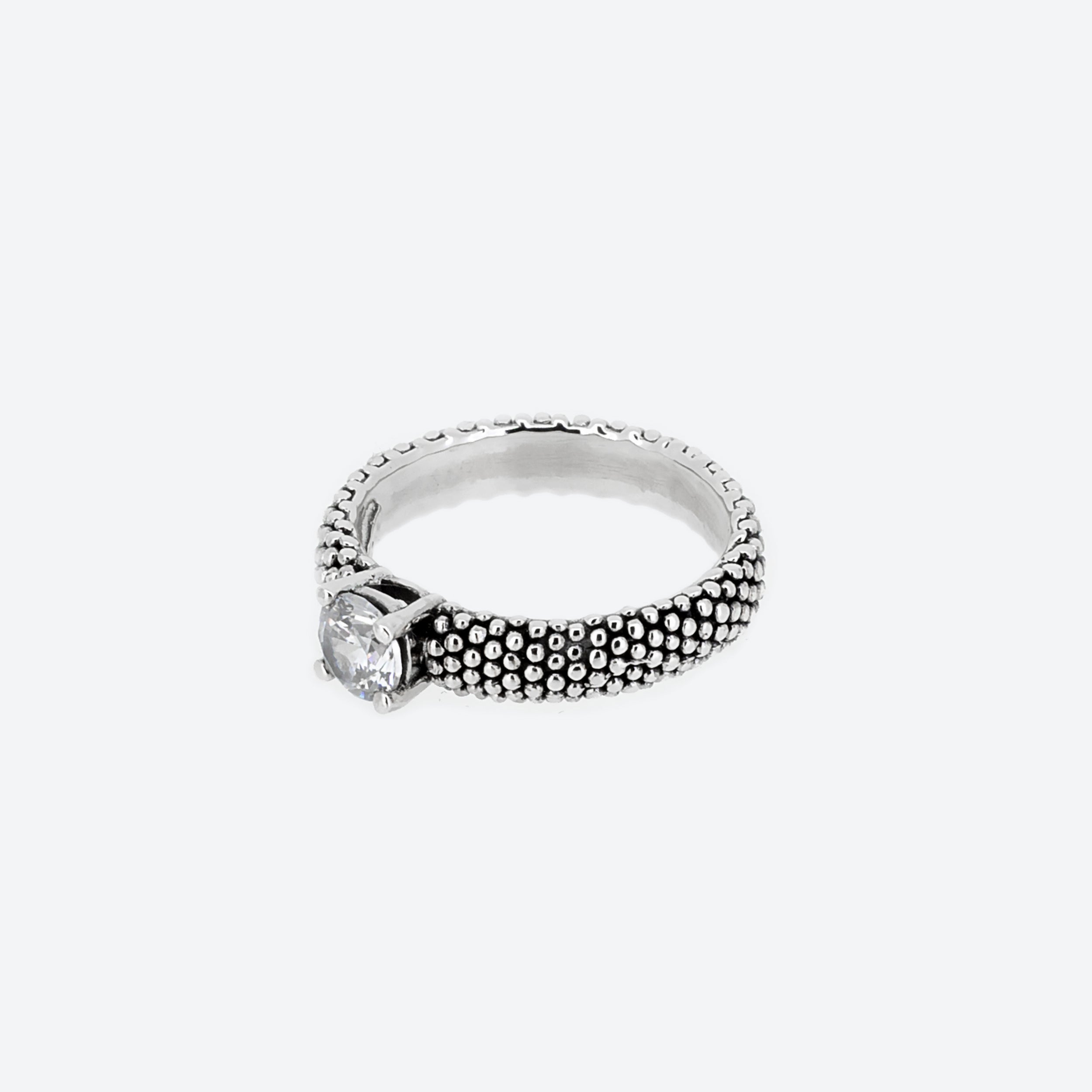 Anello Art Deco In Argento 925 Con Zircone Bianco 0.5 Ct, Su Misura, Silver Embrace Jewelry