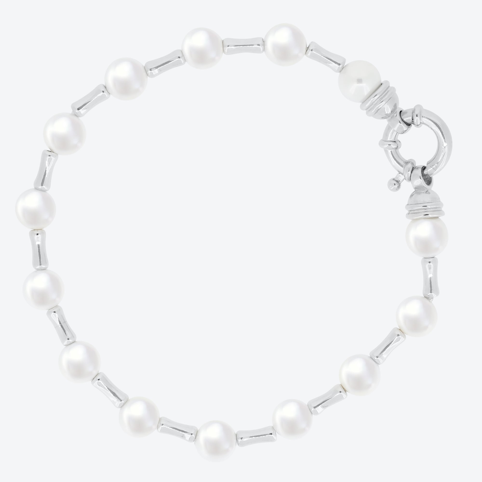 Bracciale maglie in argento e perle - Argento